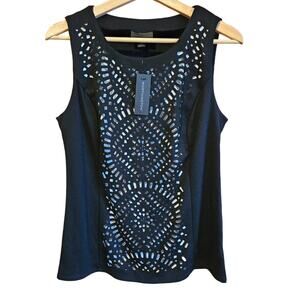 NEW! Worthington Women's Cut Out Tank Top Black White Size Medium